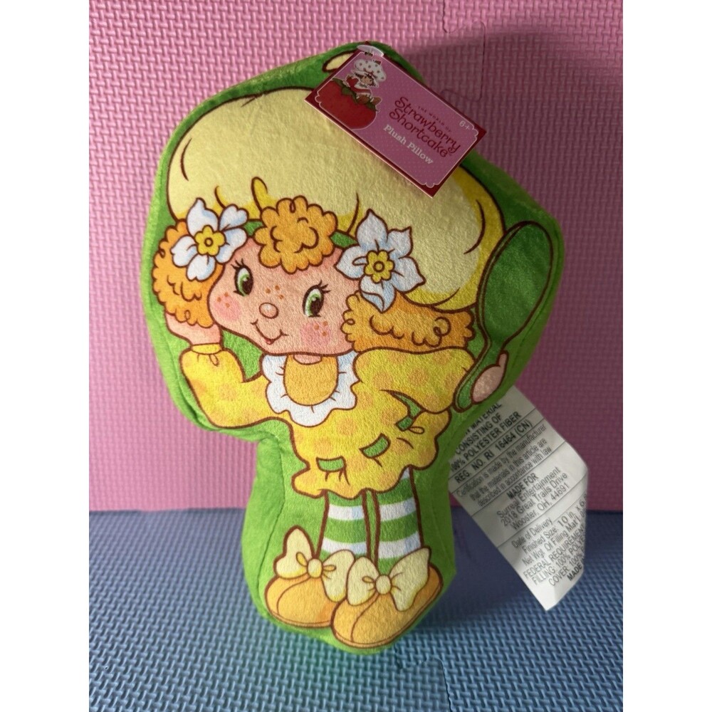 Strawberry Shortcake Lemon Meringue Plush 10" Pillow w Tags Green Yellow Sweet